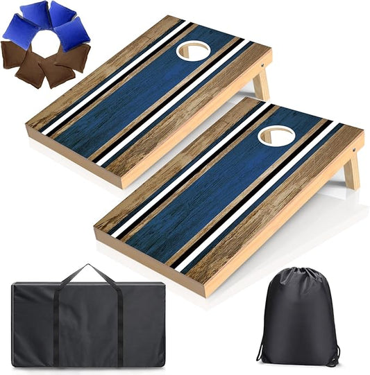 Cornhole Boards Set - Regulation Size 4x2/3x2ft Solid Wood Corn Hole Game Set with 8 Bean Bags and 2 Cornhole Boards - Perfect for Outdoor Game