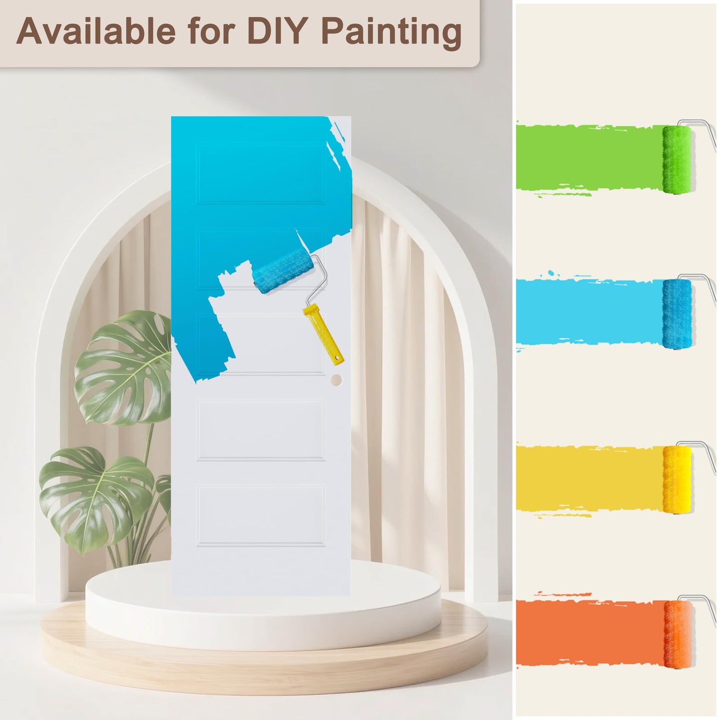 JUBEST 30"x80" Right-Hand Prehung Interior Door with Knock Down Jamb Kit & Matte Black Hinges, 5-Panel White Primed Hollow Core Molded Door Slab with Bore & Hinge Cutout, Durable & Sturdy, No Handle