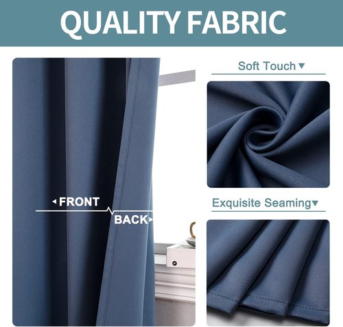 ChrisDowa Blackout Curtains - Thermal Insulated Room Darkening Panels, Stone Blue, 52 x 63 Inch - 2 Set