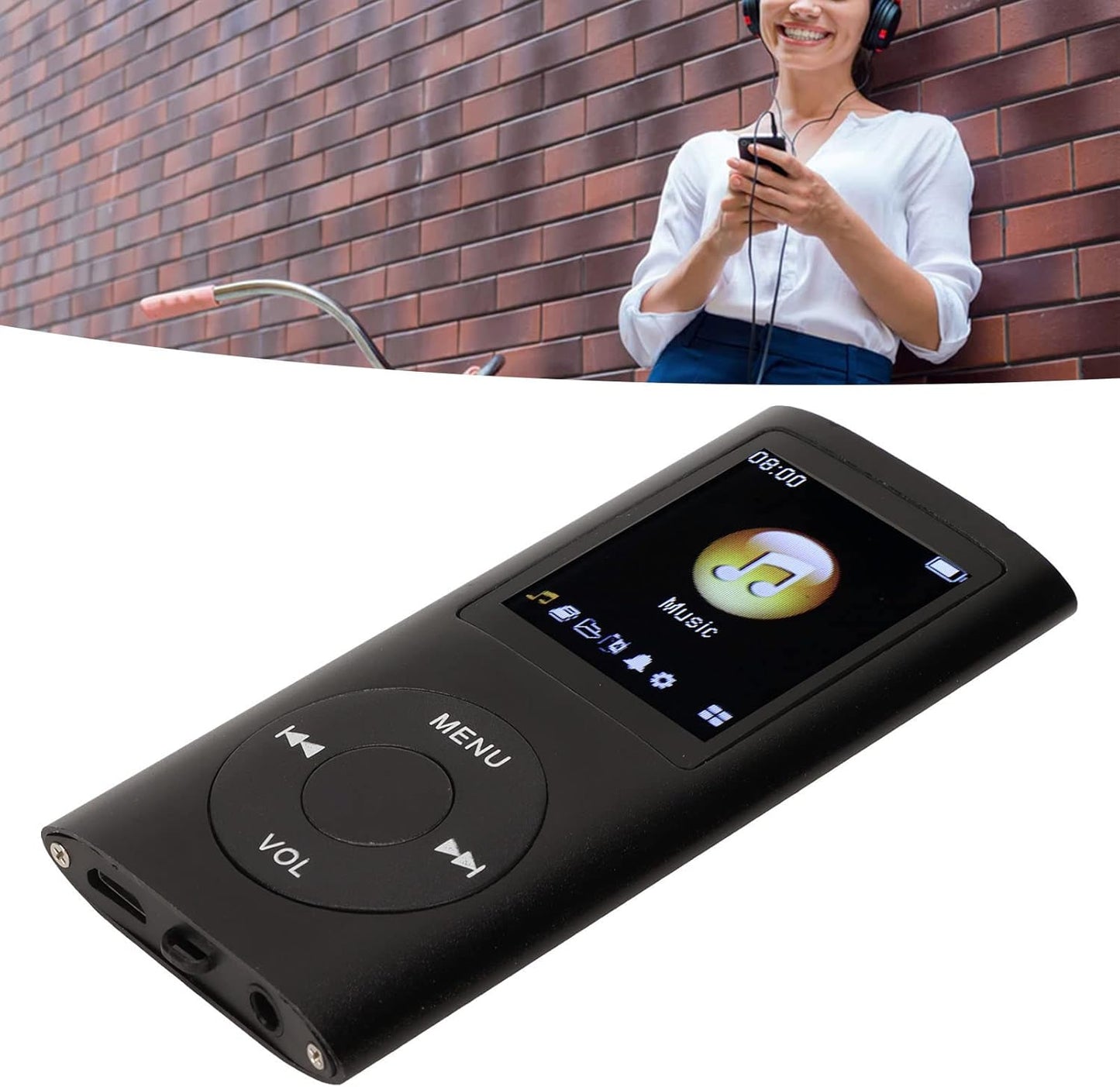 Estink MP3, MP3 1.8inch MP3 Mini Portable Stylish Multifunctional Lossless Sound Slim Player, Large LCD Screen Player
