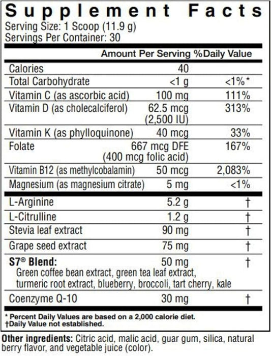 Nitric Oxide Booster Powder ??L-Arginine 5,200mg + L-Citrulline 1,200mg ??Heart Health Drink Mix - Heart Health, Blood Flow, Energy, Endurance - L-Arginine Powder with Berry Flavor