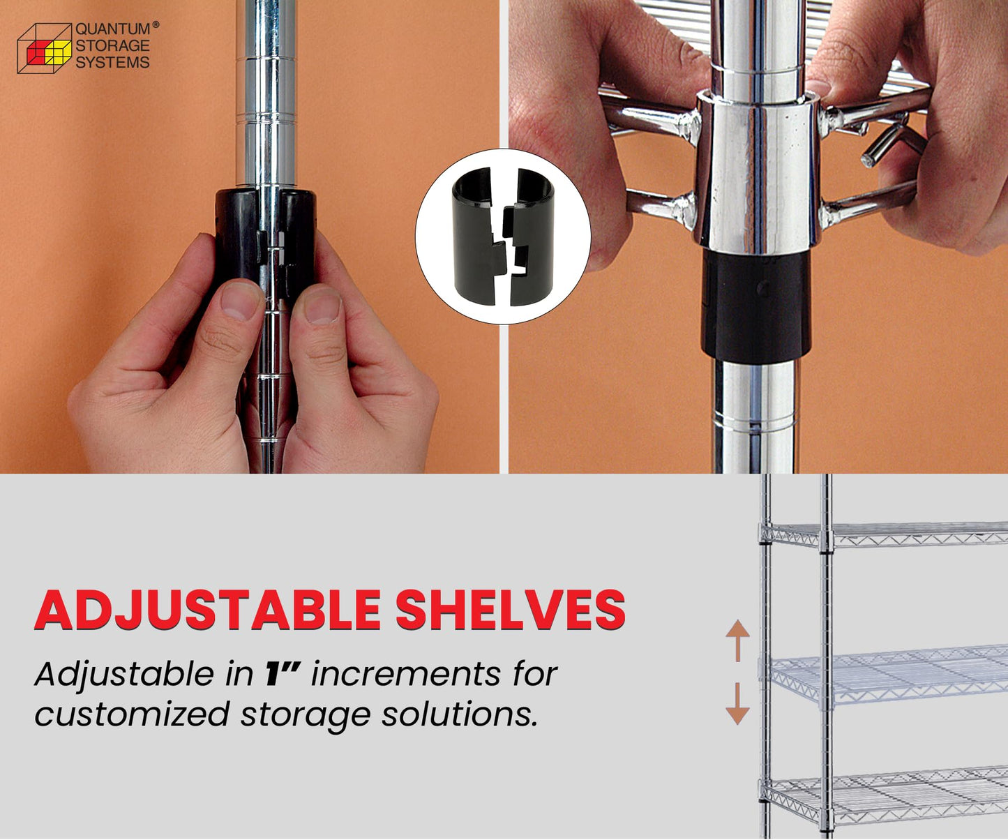 Quantum Storage Systems RWR72-1830LD Adjustable Wire Chrome 4 Shelves 72" H x 30" W x 18" D