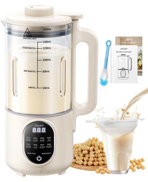 44oz Nut Milk Maker Machine, 8 in 1 Automatic Soy Milk Maker, Homemade Soy, Almond, Oat, Coconut, Plant Based and Non Dairy Beverages, Delay Start/Self-Cleaning with Electronic Cookbook