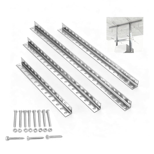 4-Piece Garage Door Opener Hanging Bracket Kit, 13 Gauge Heavy Duty Galvanized Steel Angle Iron Brackets with Mounting Hardware, Compatible with Genie/Chamberlain/Craftsman Smart Chain Drive Openers