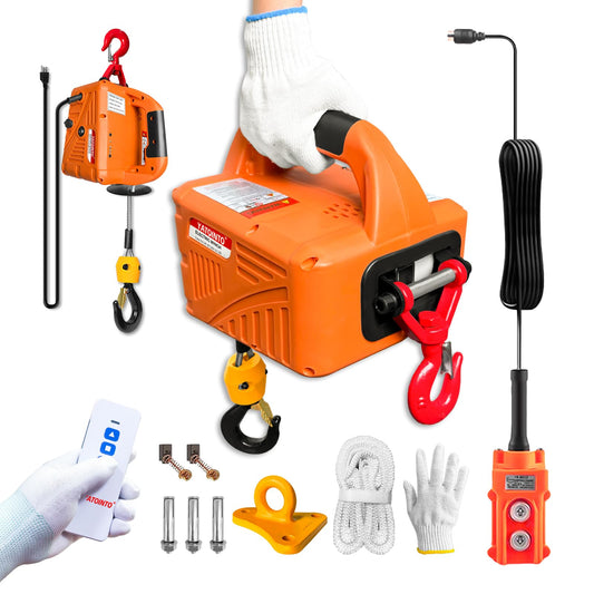 3 in 1 Electric Hoist Winch,1100 lbs 1500W Portable Power Winch Crane, Overload Protection 25ft Lifting Height,Manual, Wired and Wireless Remote Control for Factories, Warehouses, Garages, Etc