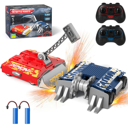 ACIKETO Remote Control Battle Robots, RC Fighting Robots Toys for Kids, Combat Robot STEM Toys, 4WD 2.4 GHz Remote Control Robot Set Birthday Gifts for Boys and Girls Age 5 & Up
