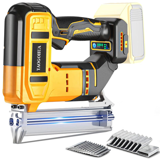 2-in-1 18 Gauge Cordless Brad Nailer & Staple Gun for Dewalt 20V MAX Battery, Battery Powered Electric Nail Gun with 1000 Nails for Woodworking, DIY, Framing & Home Improvement (No Battery)