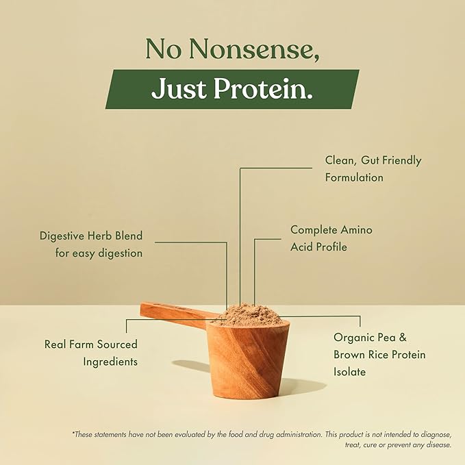 No Nonsense Plant Protein | Organic Brown Rice & Pea Isolate | Easy Digestion | 24G Protein/Serving | Gluten & Lactose Free | (Chikmagalur Mocha, 500g)