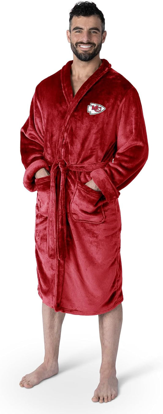 NFL Adult Unisex Silk Touch Bathrobe, Officially Licensed Loungewear, Soft Plush Polyester