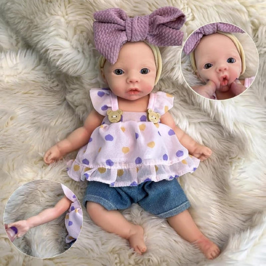 Yokyyi 11 Inch Full Body Silicone Reborn Baby Doll, Eyes Open Realistic Lifelike Full Silicone Body Baby Girl