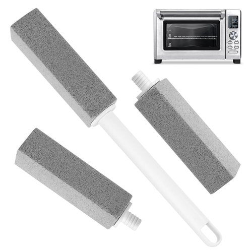3 Pack Pumice Stone for Cleaning Stove Gas Grates & Top, Extra Long Handle Cleaner Pumice Stone for Oven, with 3 Replacement Heads