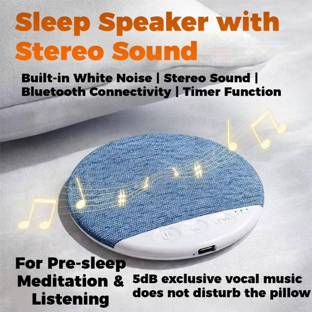 5.4 (Pink*1) Bluetooth Pillow Speaker for Sleeping, Under Pillow Speaker Bluetooth with White Noise, Ultra Slim