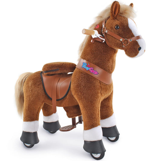 PonyCycle Ride on Horse Toy for Toddlers 3-4, Sound Function, Ride on Pony with Brake, Kid Powered, Mechanical Walking Horse Stuffed Animal, Ride on Pony, Everyday Fun Size 3 Brown Ux324