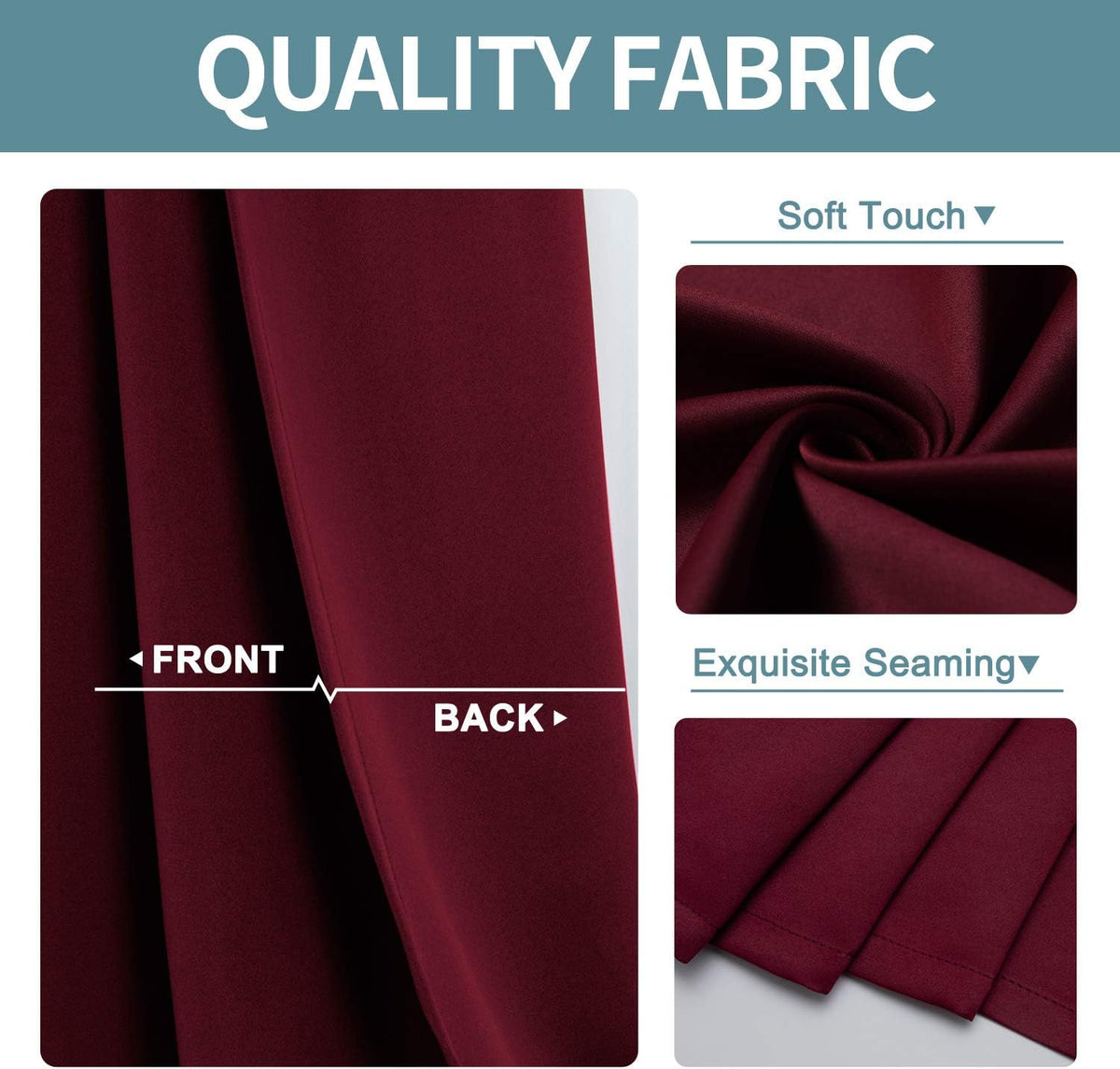 ChrisDowa Blackout Curtains - Thermal Insulated Room Darkening Panels Set | Burgundy Red, 52 x 102 Inches