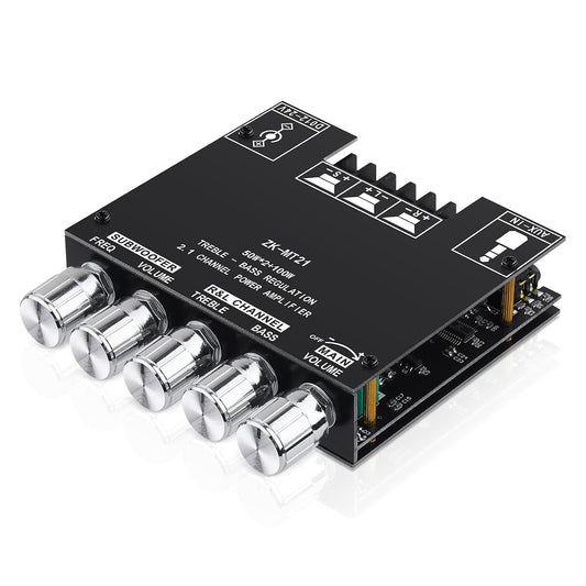 5.0 ZK-MT21 2.1 50W 2 +100W (20-100W, 4-8), 12-24V, Bluetooth Audio Amplifier Board, Channel X Mini Subwoofer Power Amp