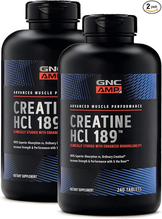 GNC AMP Creatine HCl 189, Targeted Muscle Builder and Recovery Supplement, Fast Absorbing Performance Blend, 480 Count