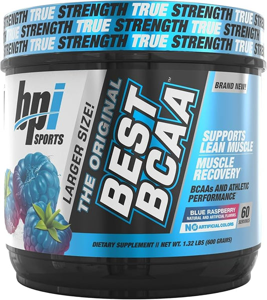 BPI Sports Best BCAA - BCAA Powder - Branched Chain Amino Acids - Muscle Recovery - Muscle Protein Synthesis - Improved Performance ??Hydration ??Blue Raspberry - 60 Servings - 21.12 Oz