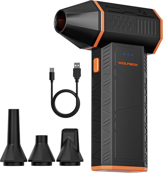 50 Duster-110000RPM 3-Gear WOLFBOX MegaFlow Compressed Air Super Power Electric Air Duster, Adjustable Mini Blower
