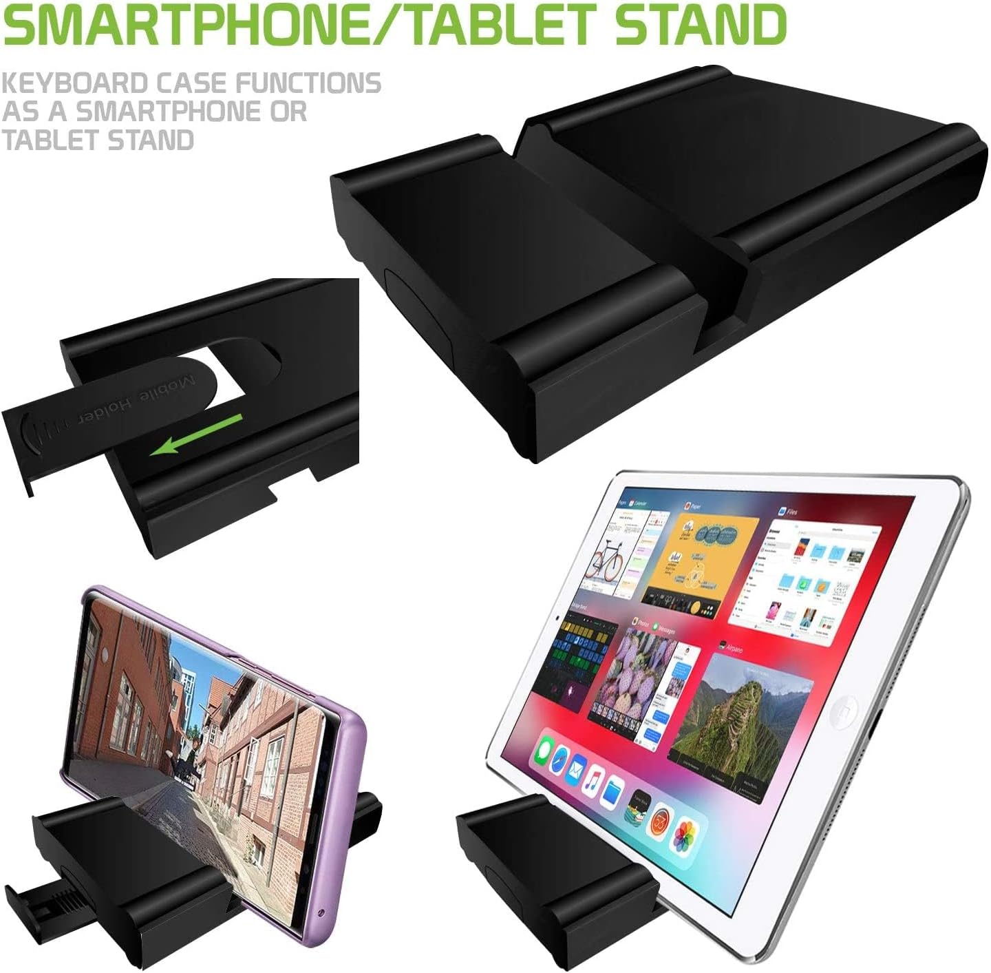 Tek Styz 425 Wireless Bluetooth Keyboard Compatible with Spice Mobile X-Life Built-in Phone Holder/Stand-Ultra Slim