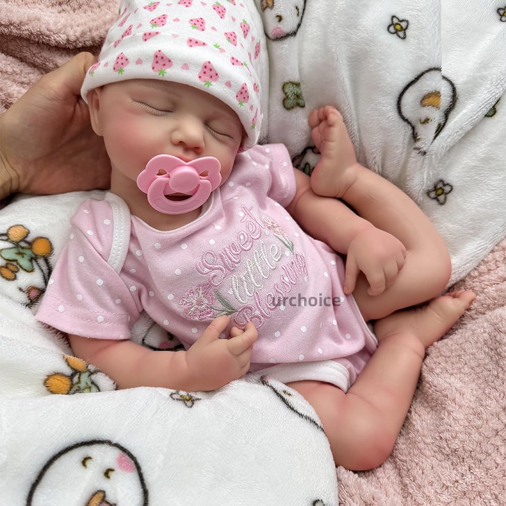 Oppaionaho Full Silicone Body Baby Doll with Mouth That Opens - 20 Inch Lifelike Reborn Baby Dolls Soft Sleeping Newborn Doll Anatomically Correct (Girl)