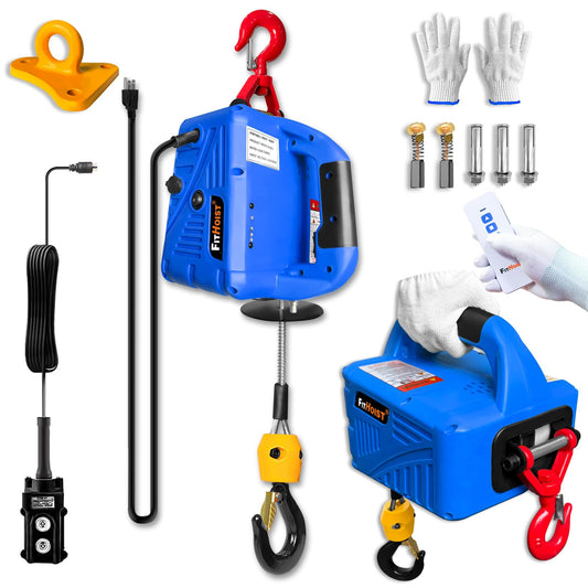 3 in 1 Electric Hoist Winch, 1500W Portable Electric Winch, 1100Lbs with Manual/Wired/Wireless Remote Control, 110V/120V Electric Hoist Crane, 25ft Lifting Height, Suitable for Lifting Towing