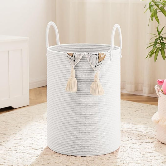 Artfeel Laundry Basket,Woven Cotton Rope Laundry Hamper,60L for Decorative Storage of Dirty Clothes,Toys and Blankets in Bathroom,Baby Room and Living Room