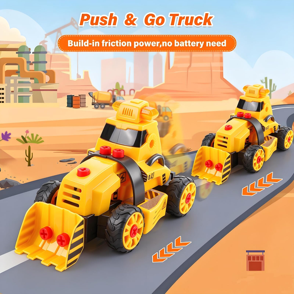 FLY2SKY Take Apart Toys for 3 4 5 6 7 8 Year Old Boys 9 in 3 Construction Toy with Electric Drill Take Apart Truck Set DIY Engineering Building Toy Push & Go STEM Toy Gift for Boys Toys Age 6-8