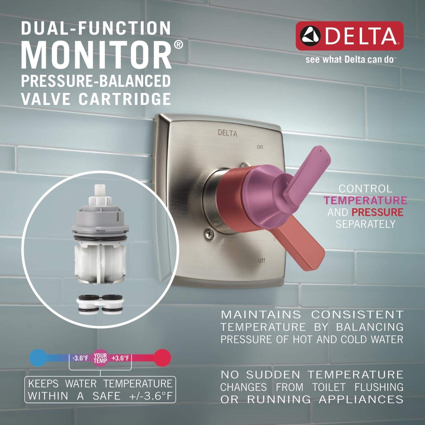 DELTA FAUCET T17430 Classic Tub & Shower, 4.45 x 8.00 x 10.15 inches, Chrome