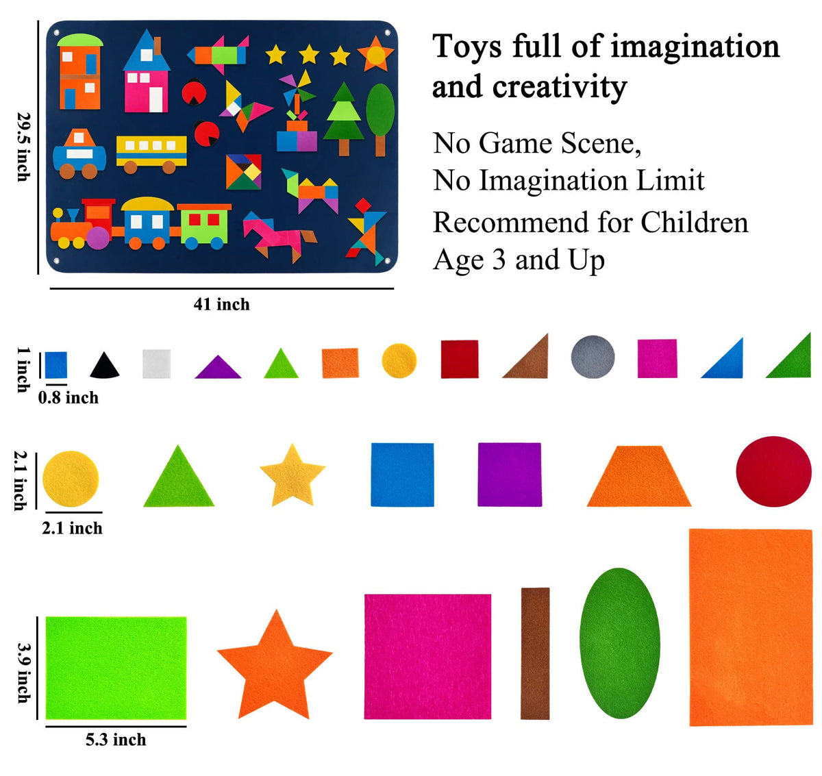 Craftstory 144 Pcs Shapes Felt-Board for Toddlers, Preschool Classroom Must Haves Learning Activities Tangram Toys Teacher Aide 3.5 Ft Large Wall Hang Sensory Activities Kit
