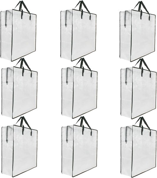 Skiennix Clear Storage Bags - 9 Pack Zippered Organizers for Blankets, Clothes & Bedding | Ideal for Moving & Underbed Storage
