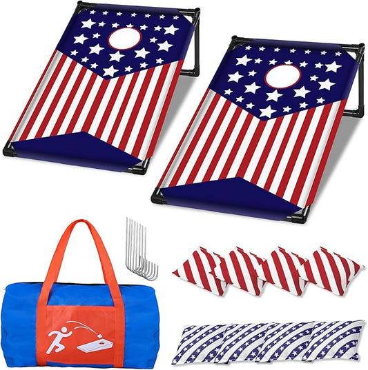 NZQXJXZ 3x2 ft Cornhole Board Set with 8 Bean Bags and Carrying Bag, Outdoor Toss Game Set for Kids and Adults, Portable Corn Hole Sets for Beach Lawn Backyard