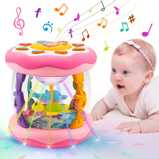 Baby Girl Toys 0-6 Months Ocean Projector Rotating Musical Light Up Tummy Time Toy Infant Aquarium 0-3 4 5 6 7 8 9 Months Crawling Toys Babies 6-12 Month Girl 1 Year Old Birthday Newborn Shower Gifts