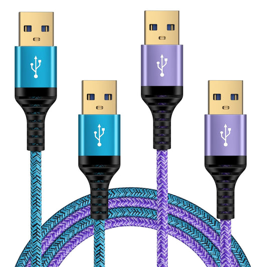 3 2Pack USB2.0 Enclosures,DVD,Monitor,Set USB to USB Cable ft, Double Side USBCord Type A to A Male to Male USBCable
