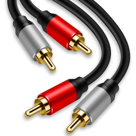2RCA 2RCA 10ft, 2 2 (10Ft/3m) Tan QY to Cable Gold-Plated RCA Male to RCA Male Stereo Audio Cable for Home Theater
