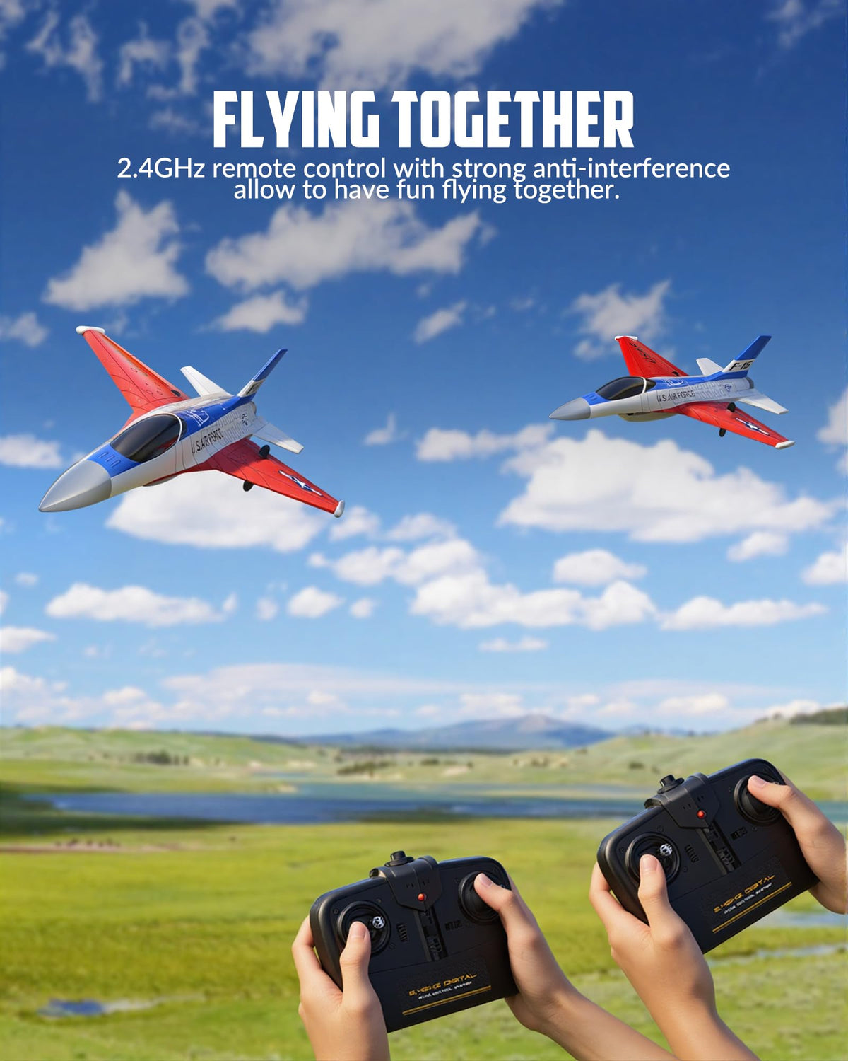 volantexrc Foam Remote Control Airplanes 3CH RC Planes forAdults, RC Airplane Fighter Jet with 6-axis Gyro, 2.4GHz RTF Radio Controlled Aircraft Easy to Fly for Beginners (F-16 Falcon)