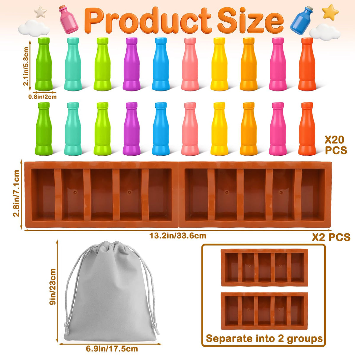 Vodolo 20pcs Bottle Color Match Game，Family Matching Games for Kids 8-12,Memory and Logical Training Bottle flip Game for fmaily, Party Activities