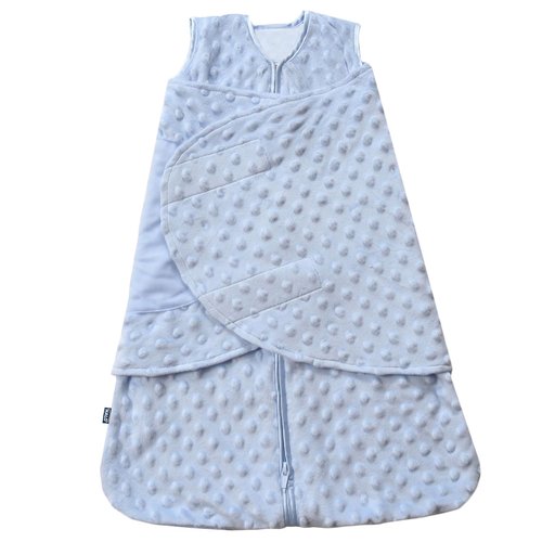 HALO Sleepsack Swaddle - 3-Way Adjustable Blanket for Comfort | TOG 3.0, Blue Plush Dots, Small (3-6 Months)