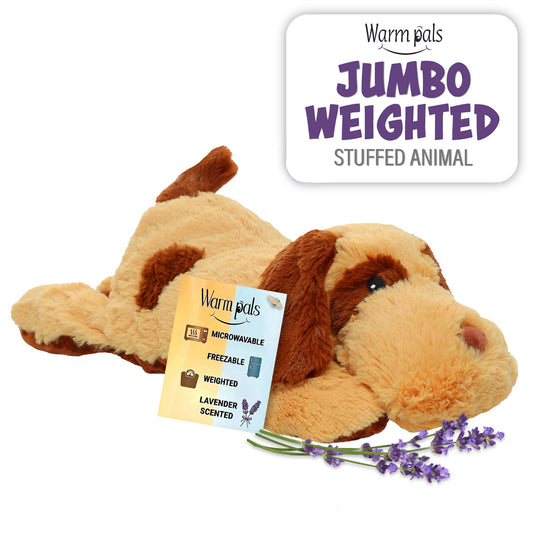 Jumbo - Dog - Microwavable & Weighted Plush Stuffed Animal - Heated Plushie for Warmth - Cute, Soft, Cozy Toy for Adults & Children (Boys, Girls, & Toddlers) by Warm Pals