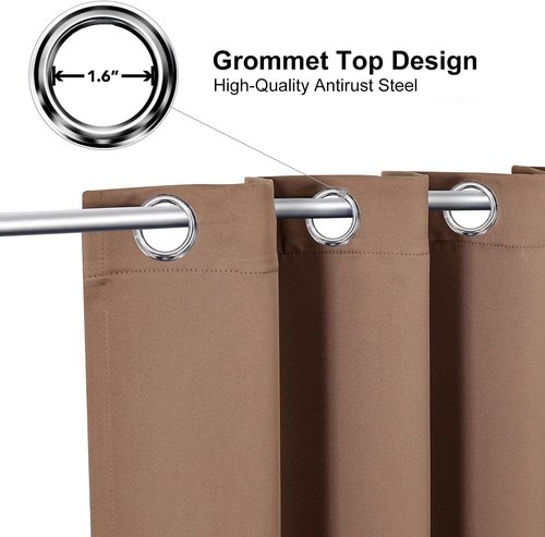 ChrisDowa Blackout Curtains - Thermal Insulated Room Darkening Panels, 108 Inches Long, Cappuccino (Set of 2)