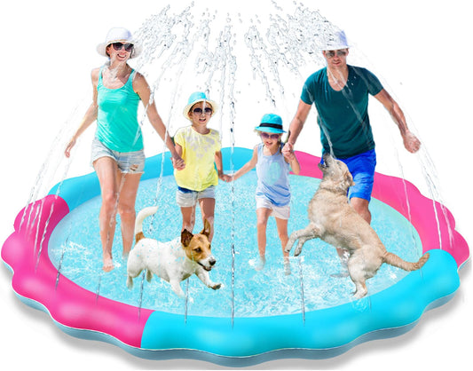 Kids Dog Splash Pad Sprinkler - Jasonwell Non Slip Dog Sprinkler Pad Splash Pool Puppy Dogs Pool Summer Outdoor Water Toys Backyard Durable Splash Pad for Toddlers Kids Small Medium Large Dogs Pet