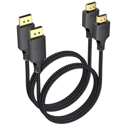3ft 2-Pack, 4K@30Hz 1080P@120Hz HDMI1.4, Display Port to HDMI Cable [One-Direction] DisplayPort to DP (Source) to HDMI