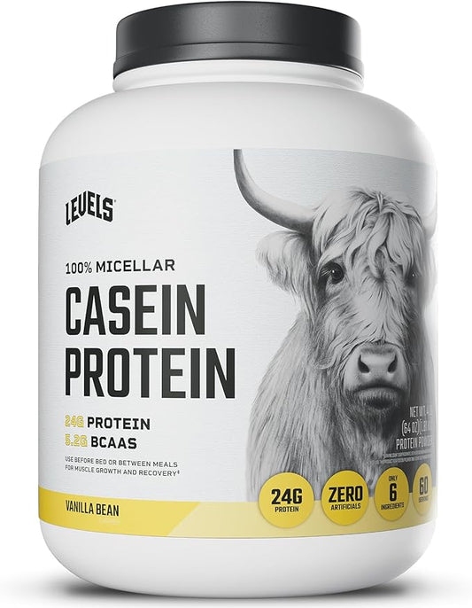 Levels 100% Micellar Casein Protein, Hormone Free, Vanilla Bean, 4LB