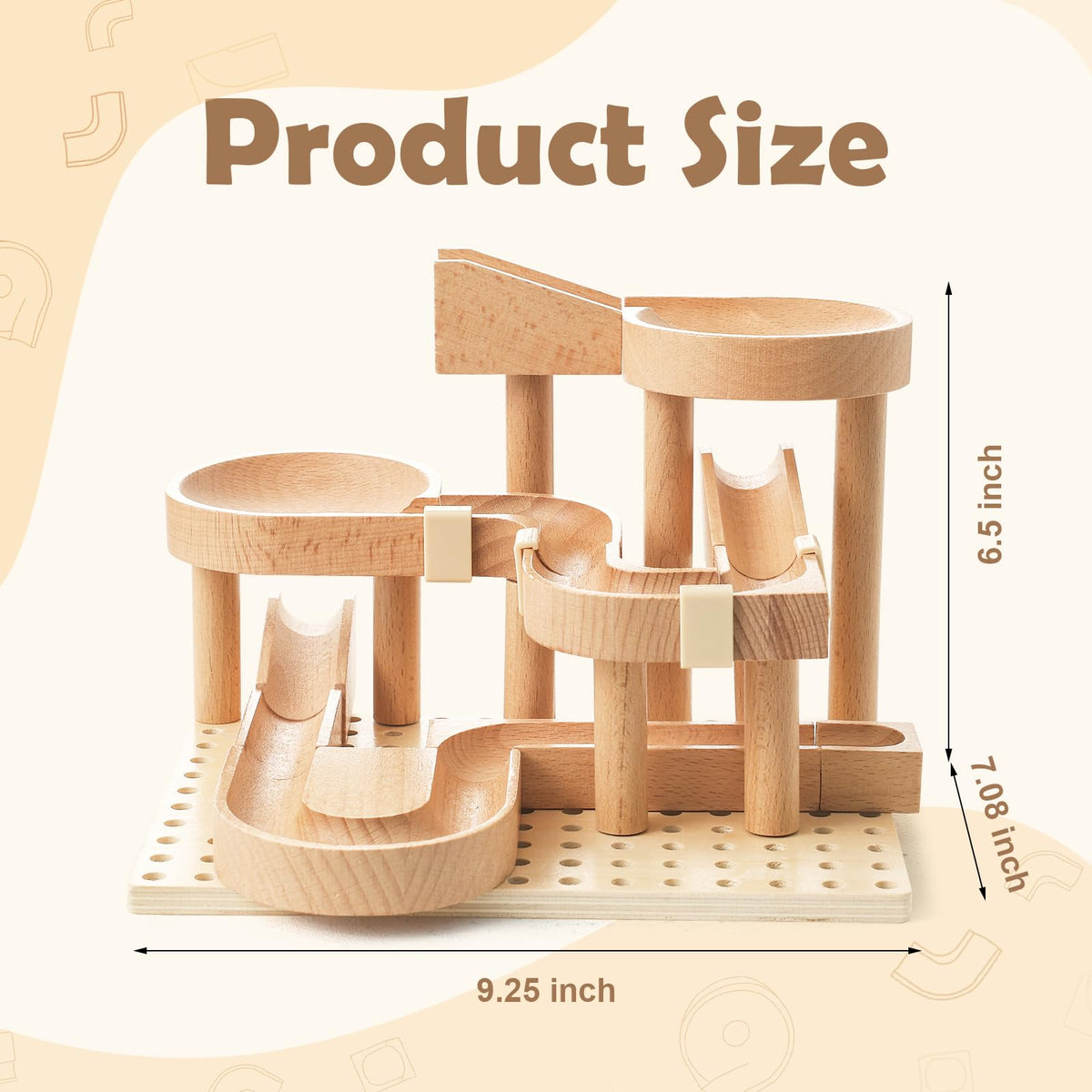 Wooden Marble Runs for Kids 4-8, 34 Pcs Marble Rush Track Maze Construction Play Set, STEM Learning Toys, Wood Building Blocks Toys, Gift for Boys & Girls