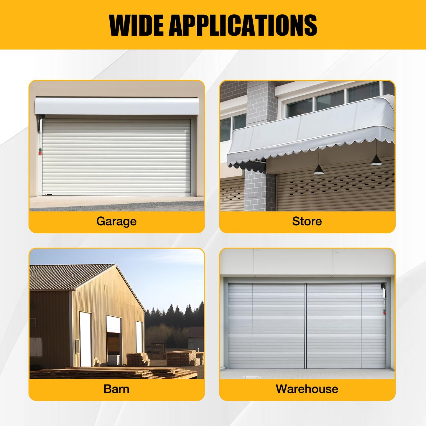 110V Automatic Roller Shutter Motor, 800N Side Mount Automatic Rolling Door Opener, 55 dB Remote-Controlled Quiet Garage Door Operator with Two Remotes for Garage Warehouse Store Barn Farm