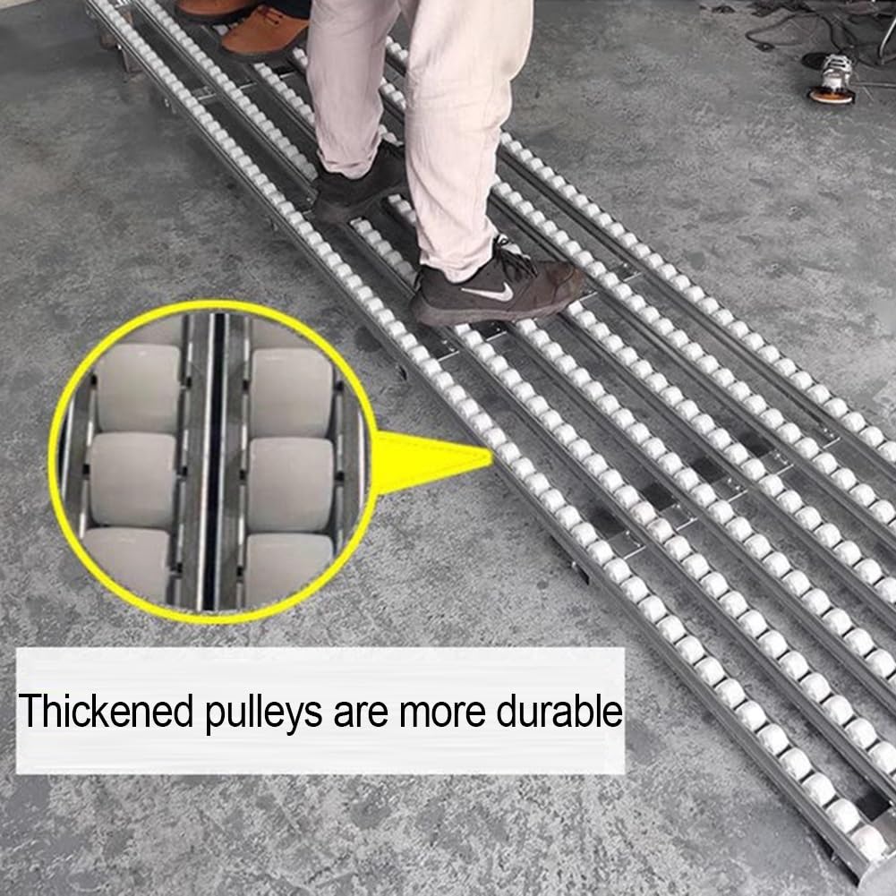 GZHENMZ Roller Stand Light-Duty Gravitys Conveyor, Splicable Roller Conveyor Slides, Portable ABS Plastic Roller, Transport Box Line Unloading Pulley(Silver-(W) 30cm,(L) 120cm)
