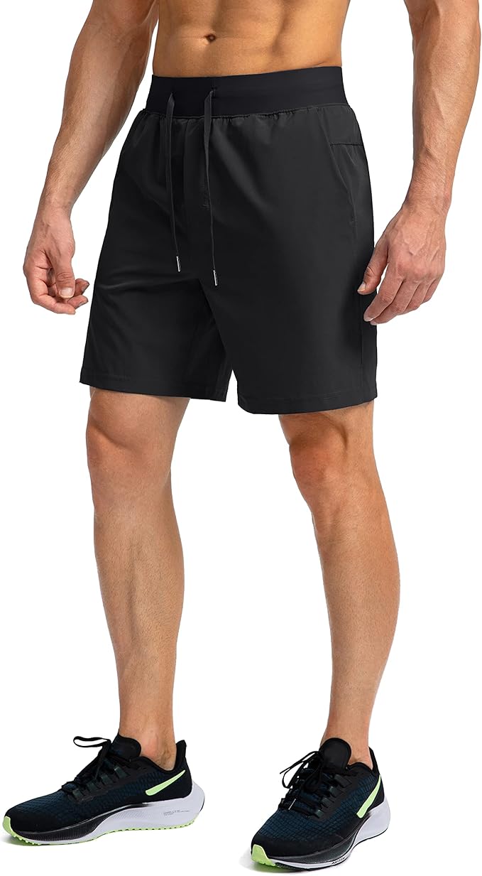 Men's Running Shorts with Zipper Pockets 9 Inch/ 7 Inch / 5 Inch Lightweight Quick Dry Gym Workout Athletic Shorts for Men(7 inch)