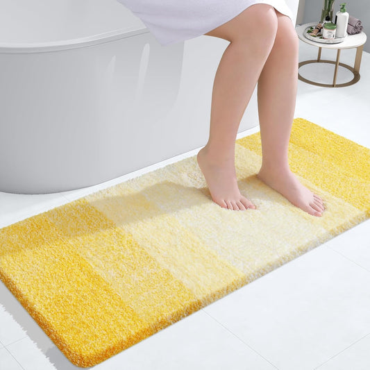OLANLY Bathroom Runner Rug - Extra Soft Microfiber Mat | Quick Dry, Washable, 44x24 Inches, Yellow