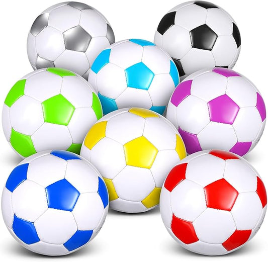 HyDren 8 Pcs Soccer Balls Bulk with Pump Deflated Official Size Sport Soccer Ball for Kid Adult Game Match Indoor Outdoor Gift for School Sports Game Birthday Party Gift Christmas Operation