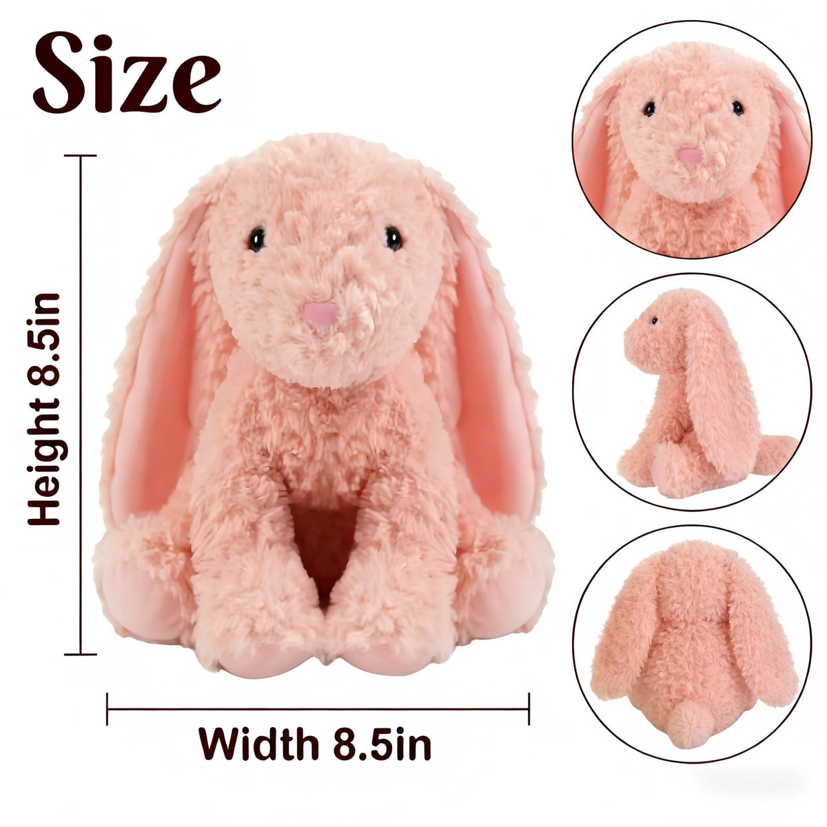 OROZCOR Bunny Stuffed Animal, Cute Fluffy Bunny Plush Toy 8.5in,Cute Bunny Rabbit Stuffed Animal with Fluffy Soft Ears Easter Gifts for Kids Baby Girls (Red Rabbit)