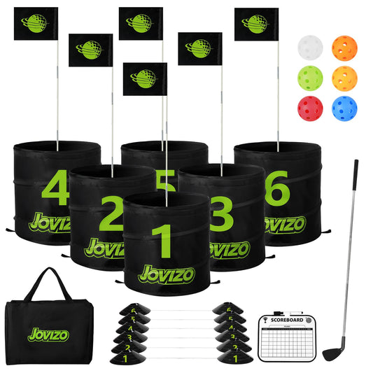 Jovizo Backyard Golf Game Set, 6 Hole Portable Golf Yard Game with Flags, Balls, Club and Scoreboard, Outdoor & Indoor Lawn Practice Game for Family and Friends